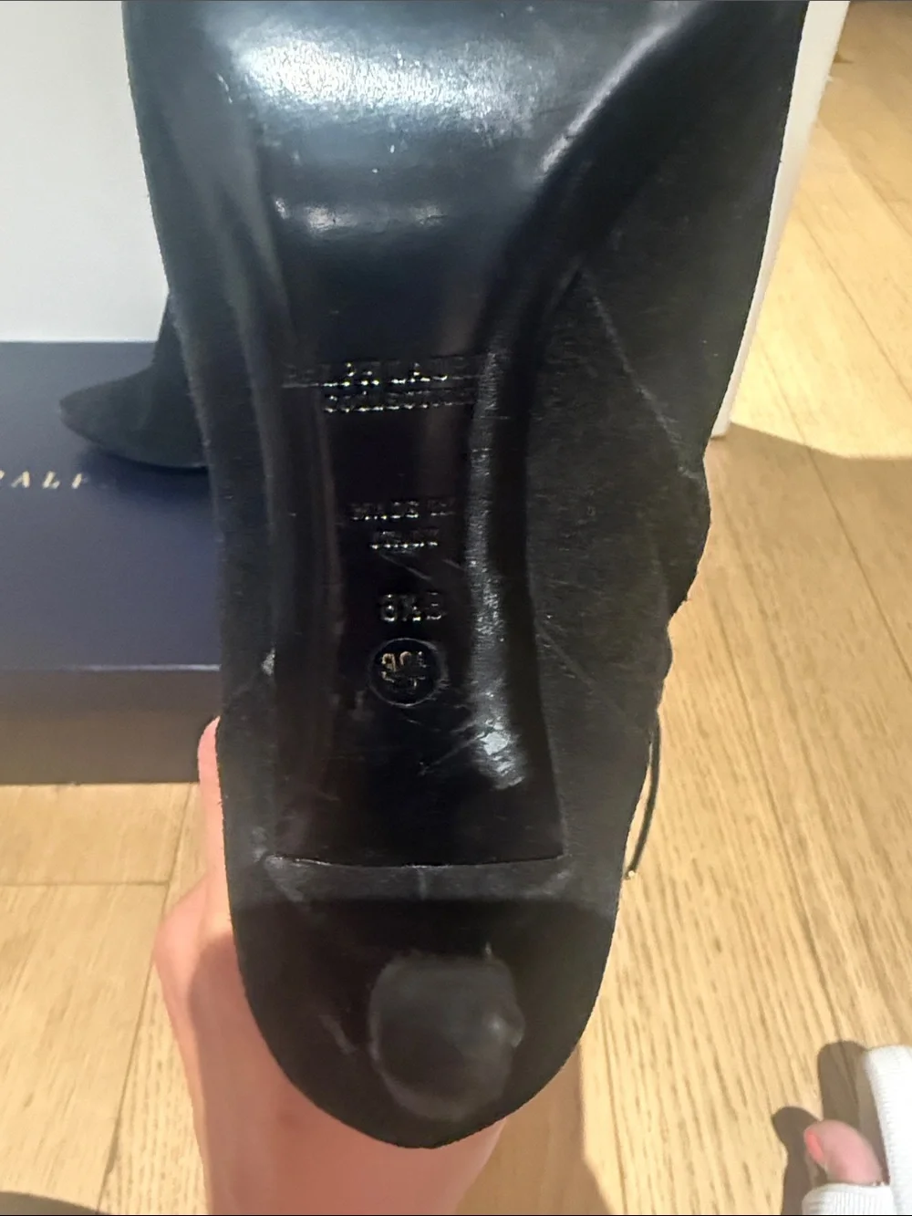 Ralph Lauren Collection - Black Suede Over-the-Knee Stiletto Boots with Wrap Tie